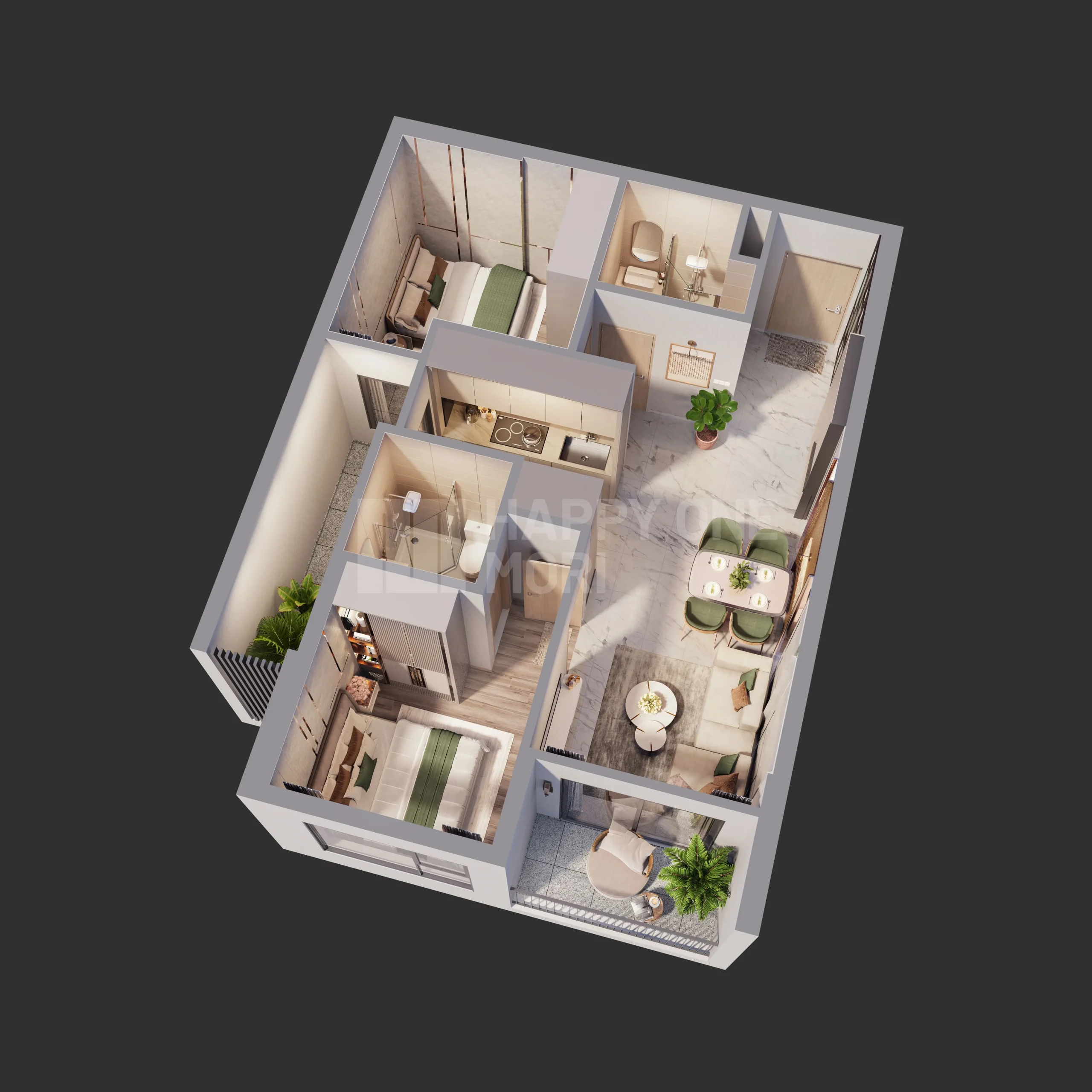 Căn Hộ Điển Hình Happy One Mori